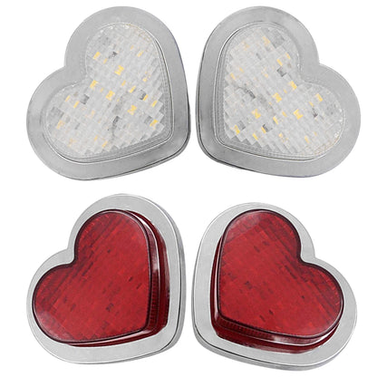 2PCS Red Heart Shaped Side Marker Turn Signal 12V Accessory LED Light for Cars Vans Trucks Trailers