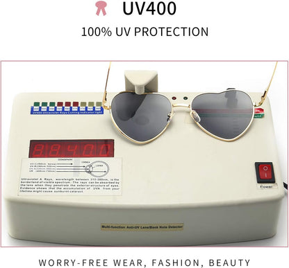 Heart Sunglasses Thin Metal Frame Lovely Heart Style for Women