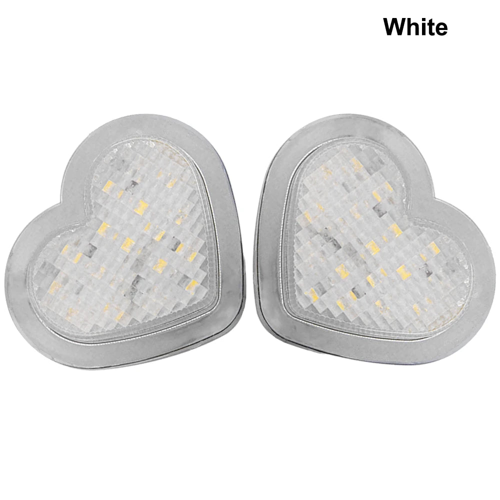 2PCS Red Heart Shaped Side Marker Turn Signal 12V Accessory LED Light for Cars Vans Trucks Trailers