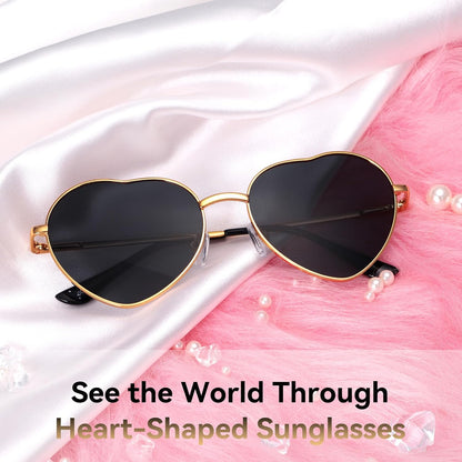 Heart Sunglasses Thin Metal Frame Lovely Heart Style for Women