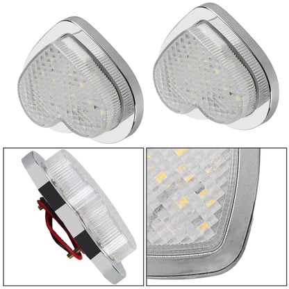 2PCS Red Heart Shaped Side Marker Turn Signal 12V Accessory LED Light for Cars Vans Trucks Trailers