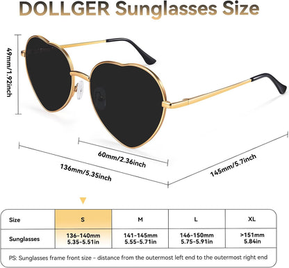 Heart Sunglasses Thin Metal Frame Lovely Heart Style for Women