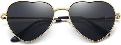 Heart Sunglasses Thin Metal Frame Lovely Heart Style for Women