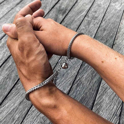 Stainless Steel Magnetic Heart Couple Bracelets for Men and Women